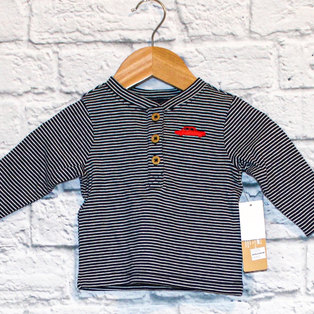 New! 3M Navy Blue Stripe Car Long Sleeve Shirt
